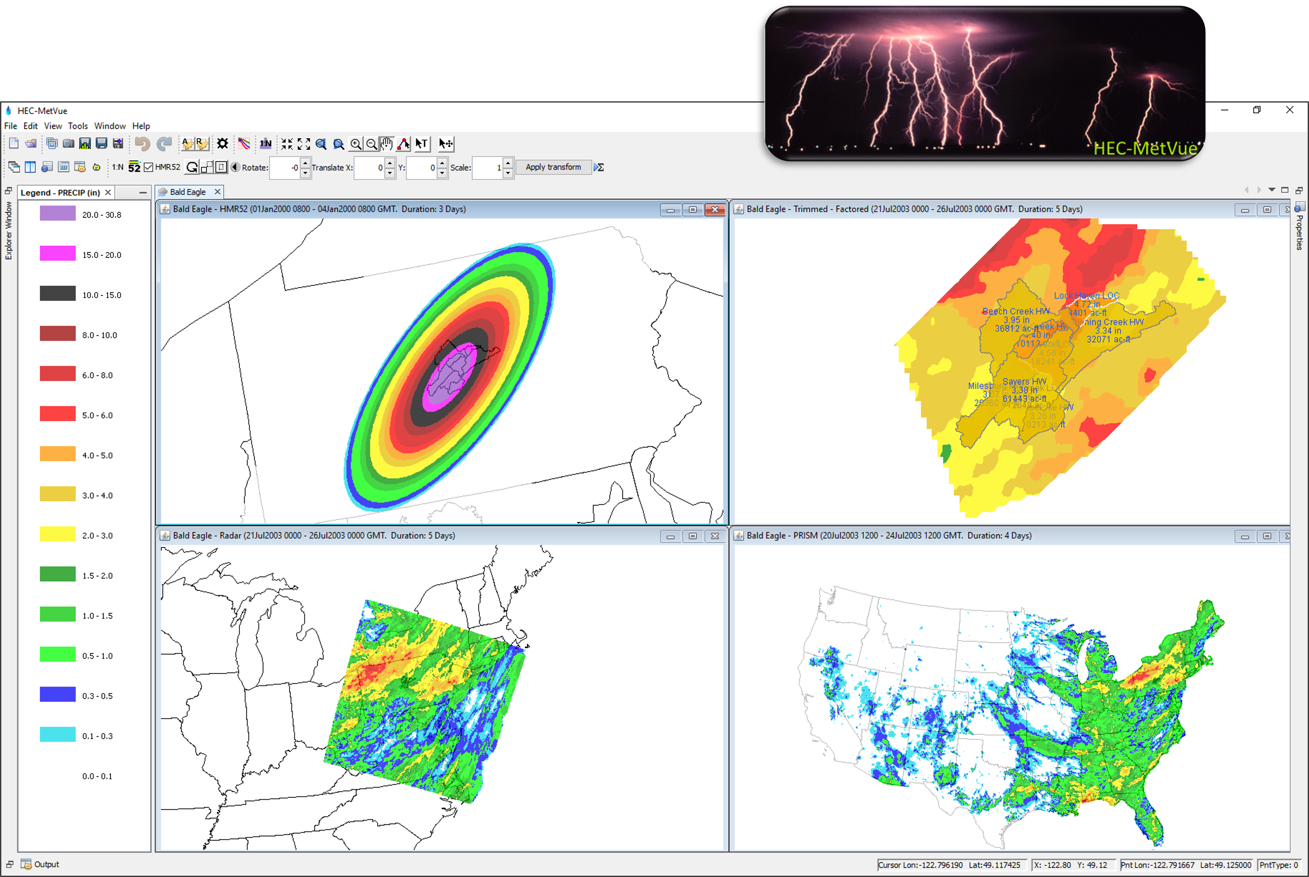 HEC-MetVue Main Window overview image.