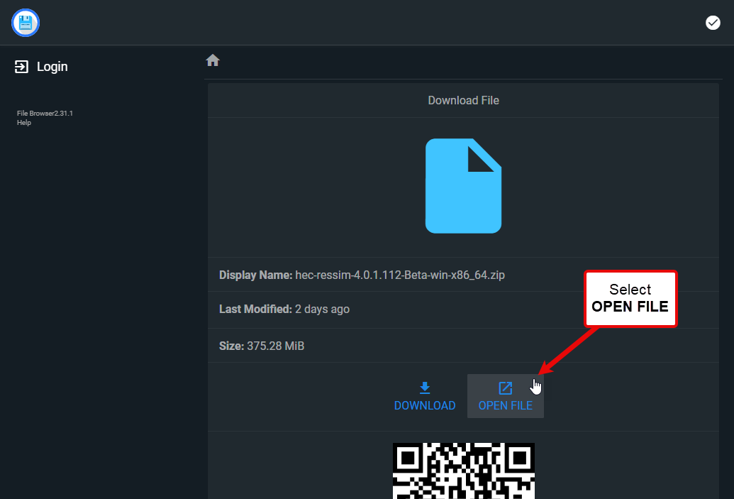 Select the OPEN FILE option.