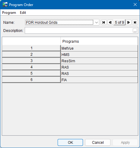 Creating a New Program Order