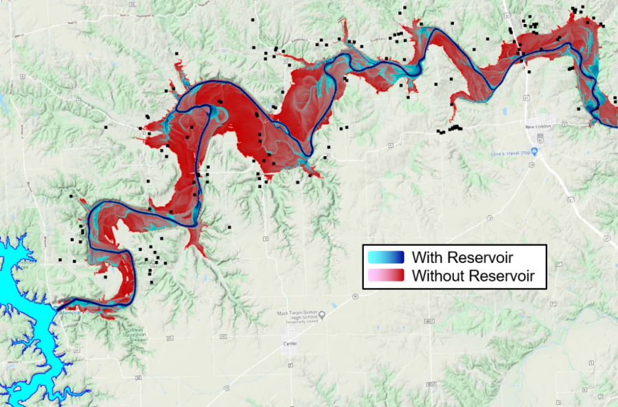Inundation Results for a Watershed with a Headwater Reservoir