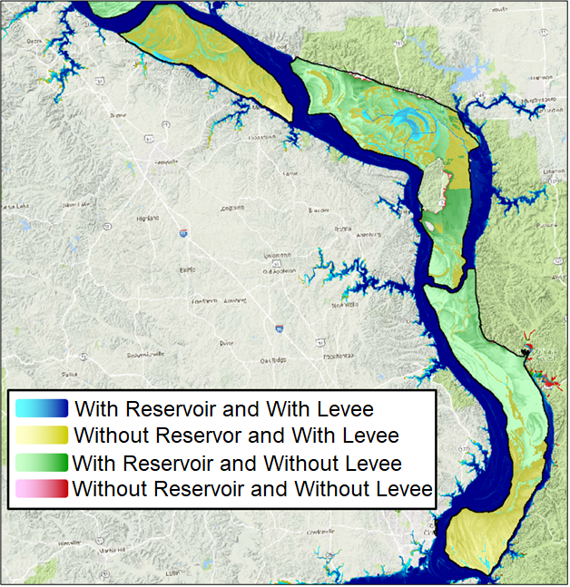 Inundation Results for a Watershed with Levees
