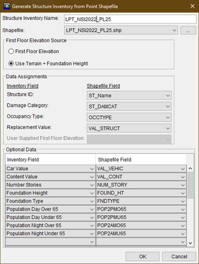 Generating a Structure Inventory from a Point Shapefile in HEC-FIA