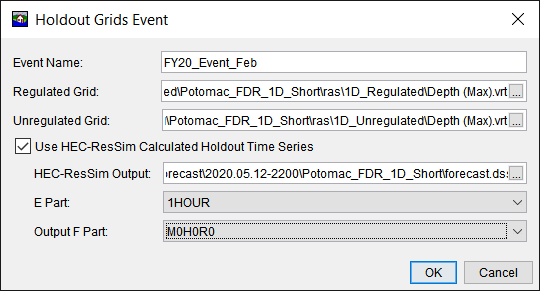 Defining Event Data for Holdouts in HEC-FIA