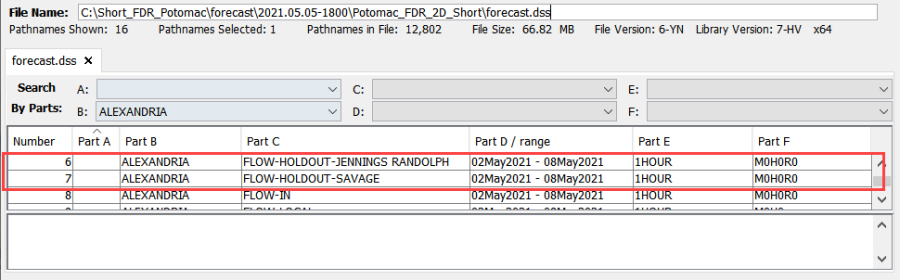 Example Flow Holdout Records for Two Reservoirs