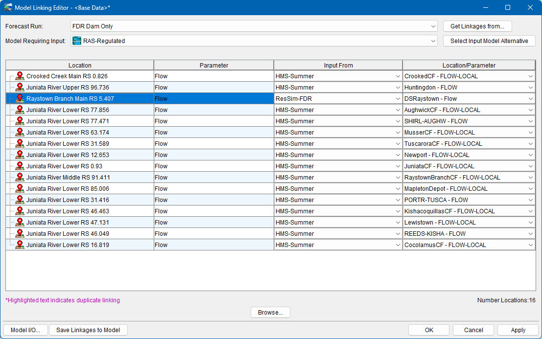 Regulated HEC-RAS Model Linking