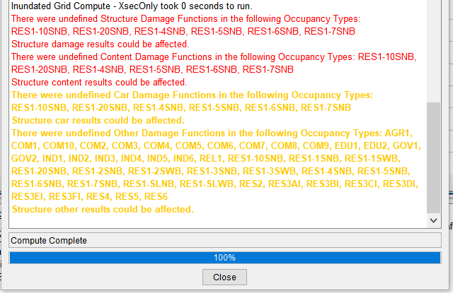 FIA Compute Window - Missing Damage Functions for Specific Occupancy Types