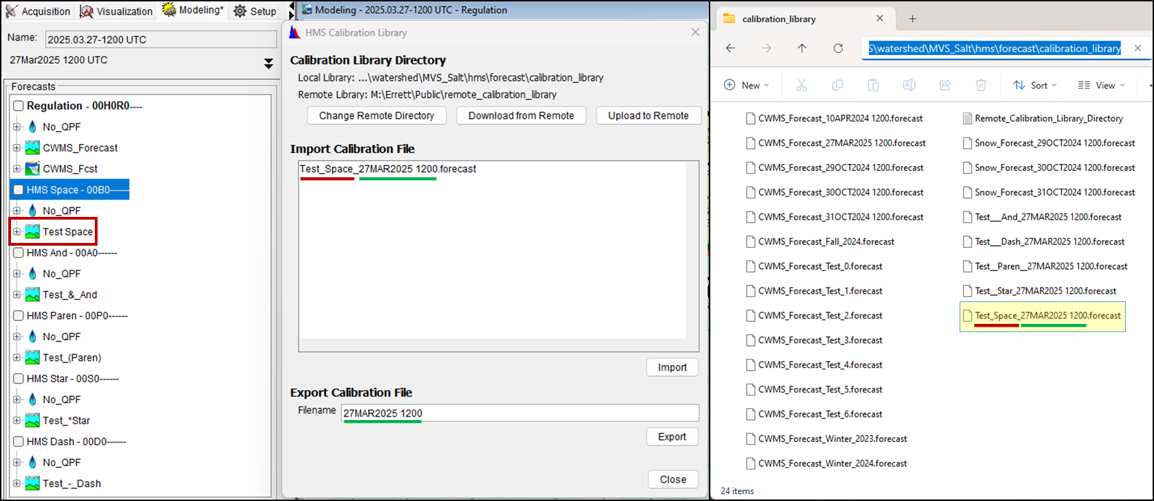 Selected HMS Alternative with HMS Calibration Library Tool