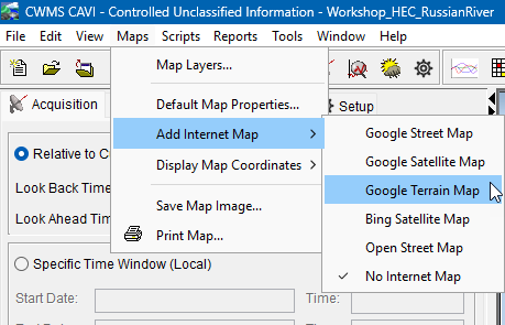 Map Menu - How to Add an Internet Map