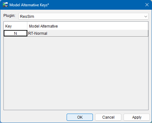 ResSim Model Alternative Keys