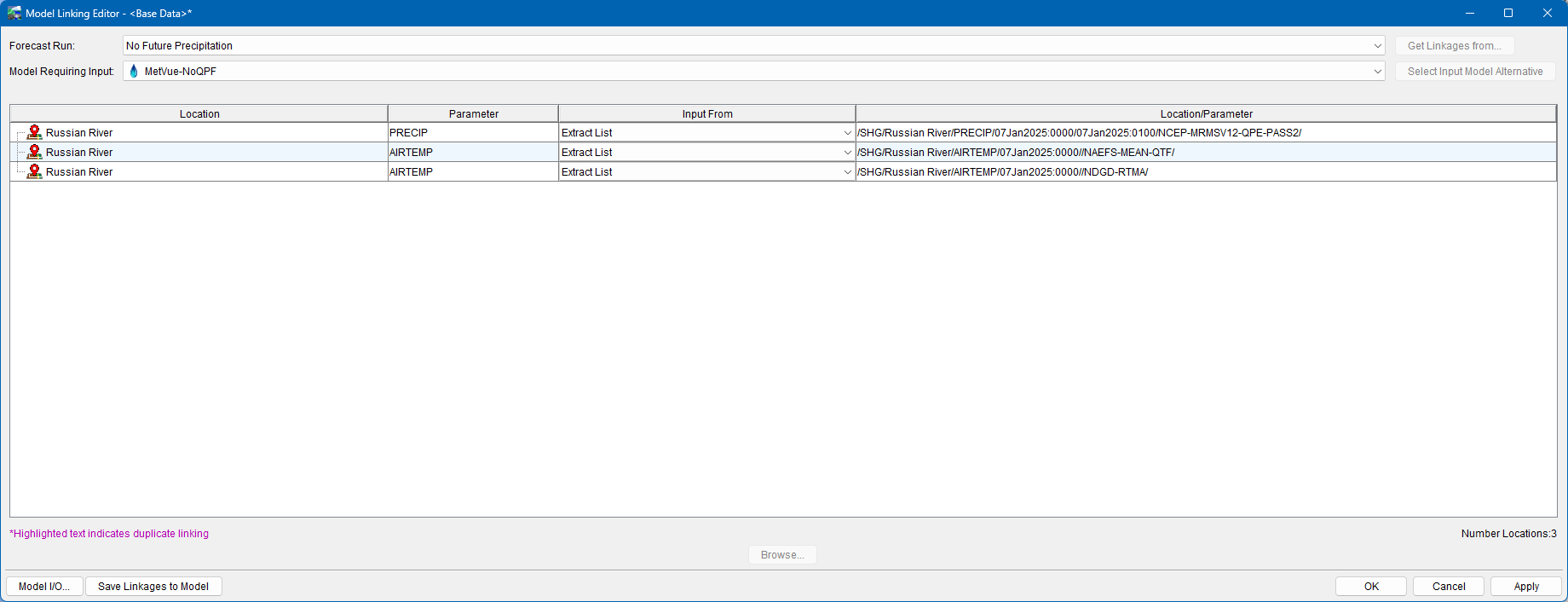 Model Linking Editor - MetVue