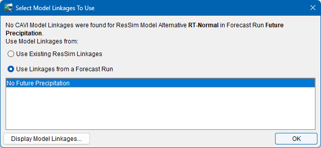 Model Linking Editor - Select Model Linkages to Use
