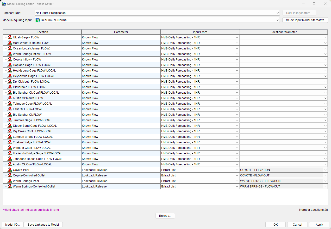 Model Linking Editor - ResSim