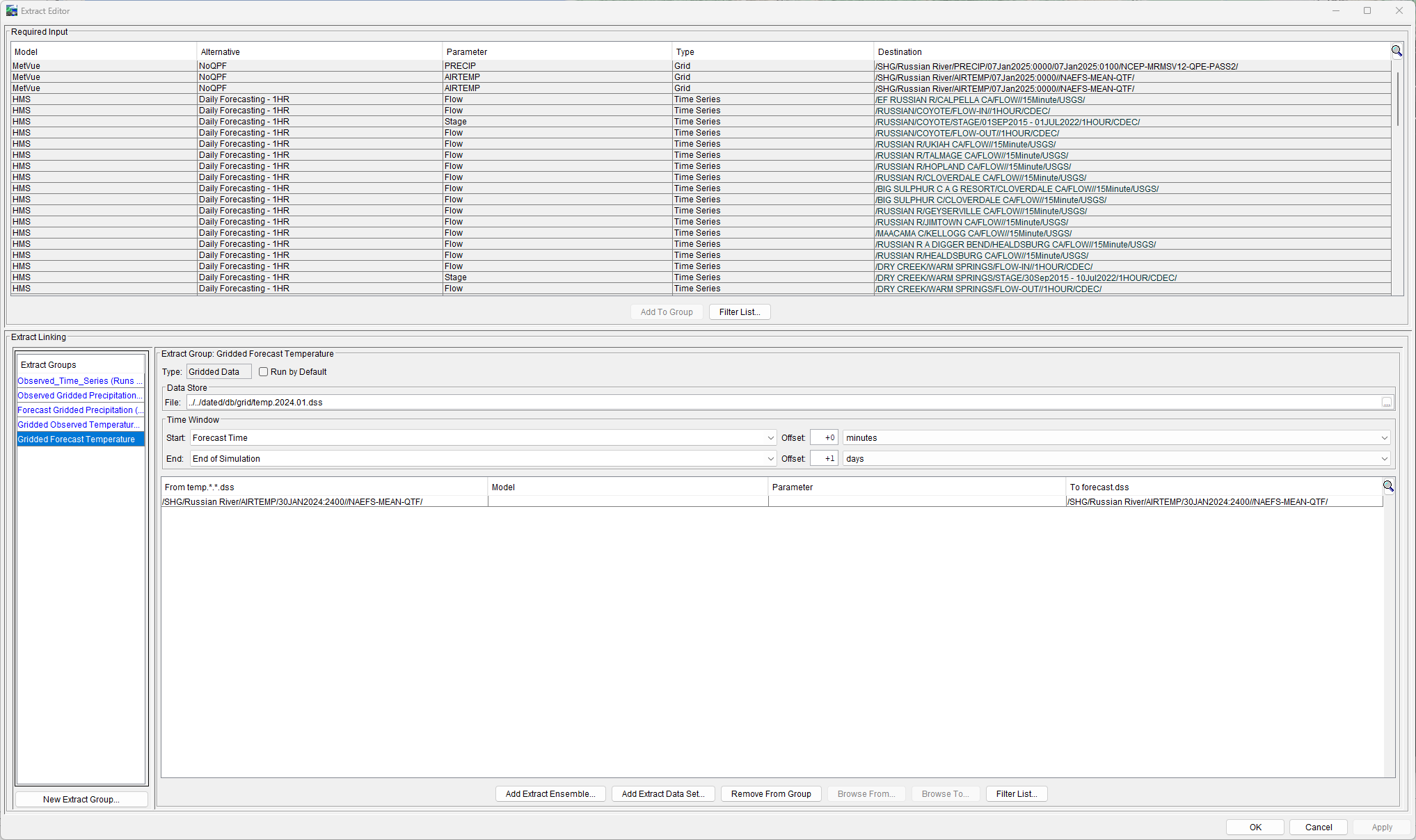 Extract Editor - Gridded Forecast Temperature