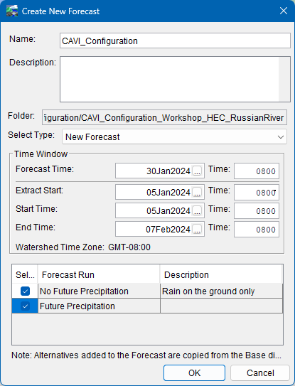 Create New Forecast Window