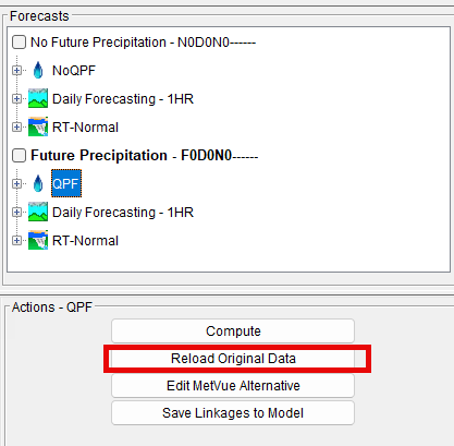 HEC-Metvue QPF- Reload Original Data