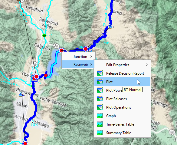 Selecting ResSim Reservoir Plot from the Map Window