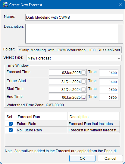 Create New Forecast Window