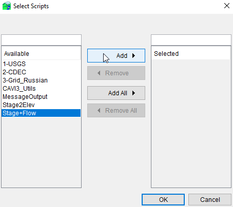 Select Scripts Window