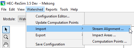 Importing the Stream Alignment in HEC-ResSim
