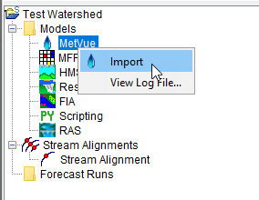HEC-MetVue Shortcut Menu