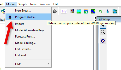 Models Menu Options - Program Order
