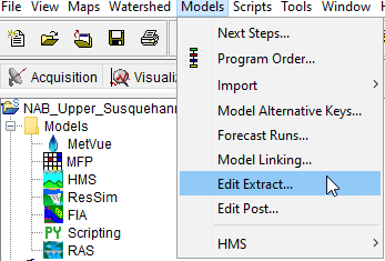 Edit Extract Option - Models Menu