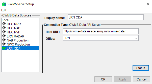 CWMS Server Setup Dialog - CDA Setup Complete CWMS Server Setup Dialog - CDA Setup Complete