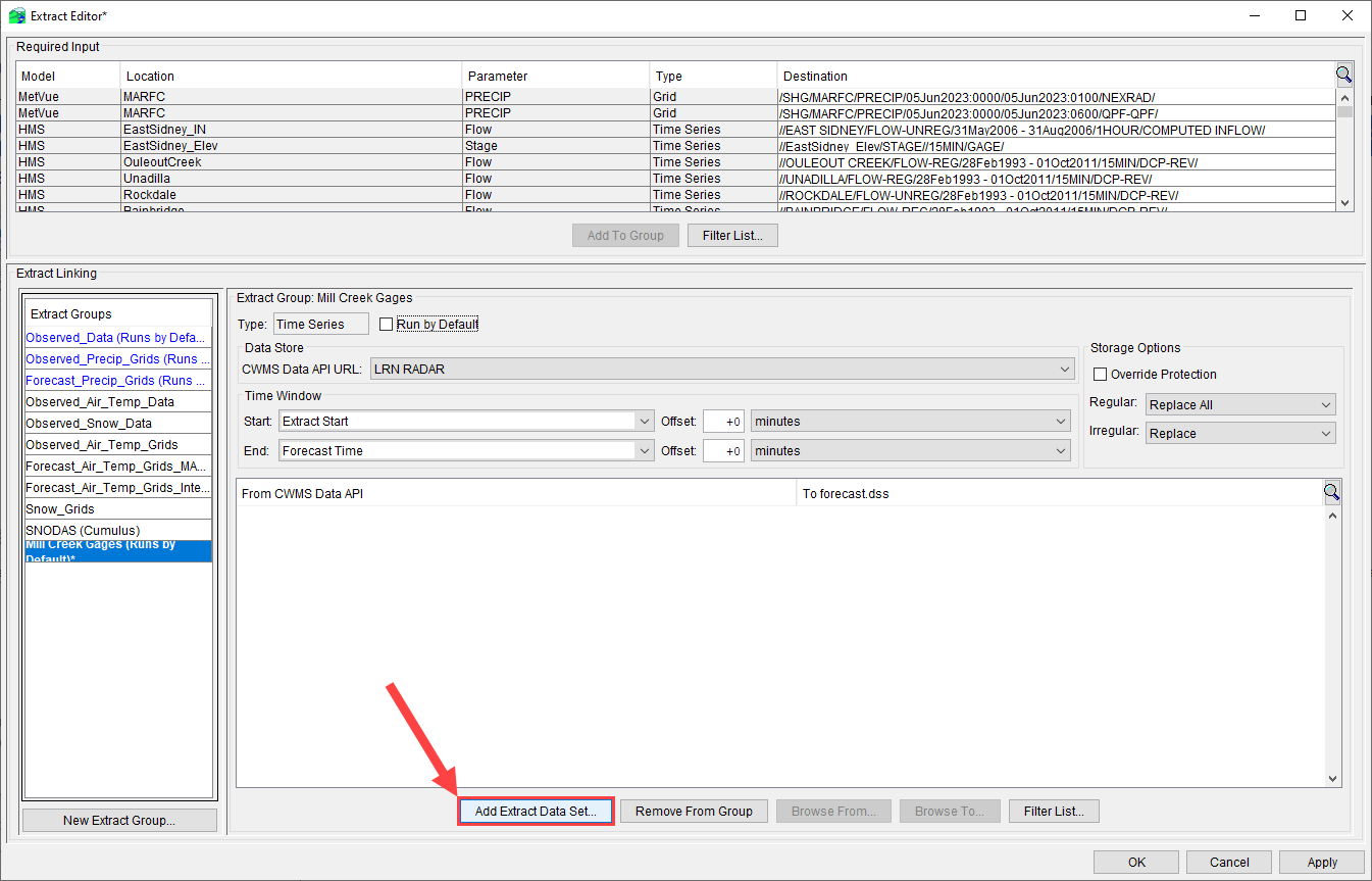 Extract Editor Dialog - Add Extract Data Set Button Extract Editor Dialog - Add Extract Data Set Button