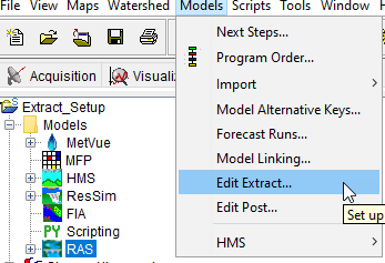 Models Menu Options - Edit Extract