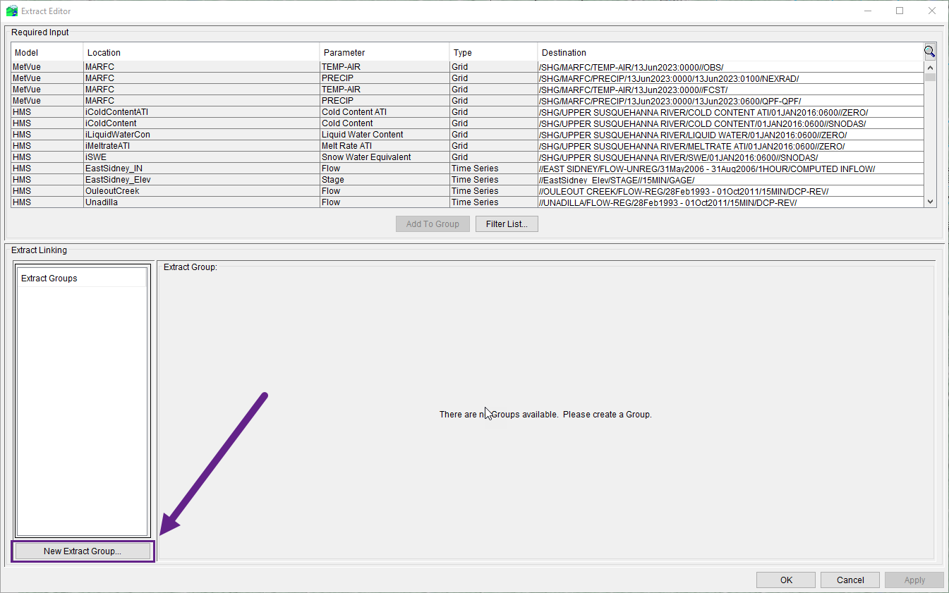 Extract Editor Dialog - New Extract Group Button