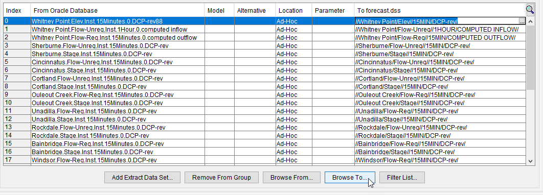 Selecting HEC-DSS Pathnames Using the Browse To Button