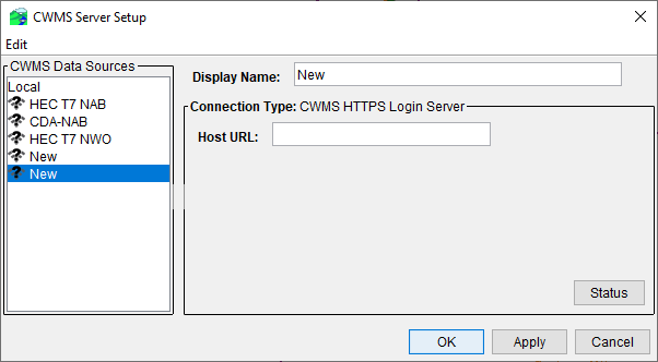 CWMS Server Setup Dialog