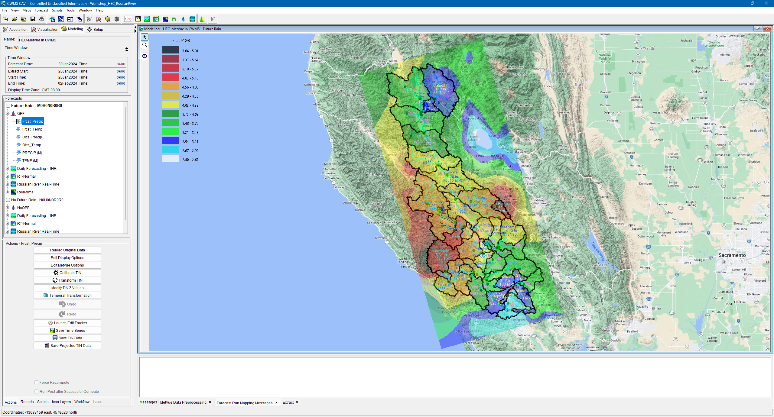CAVI - Visualize Forecasted Precipitation in the Map Window