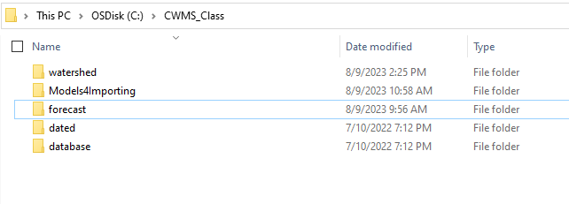 CWMS_Class Folder Location after Unzip