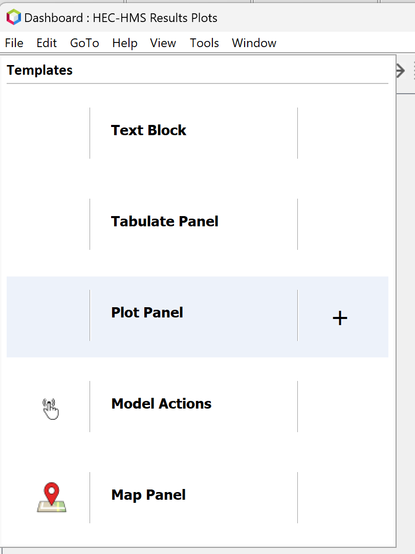 Adding a plot panel widget to a dashboard