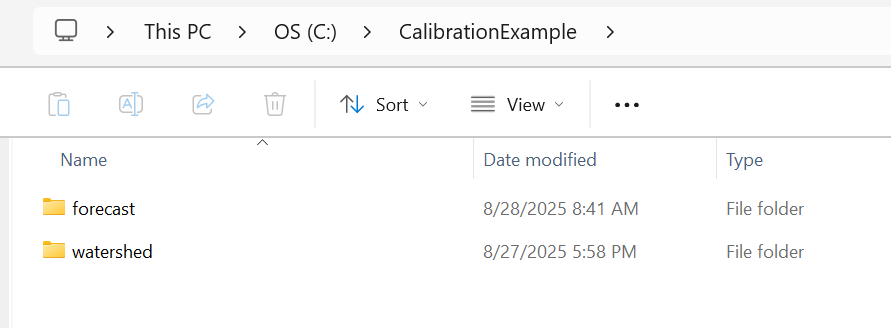 HEC-RTS project directory after unzipping project file