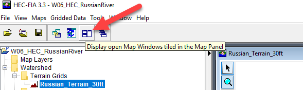 Display Open Map Windows Tiled in the Map Panel Button