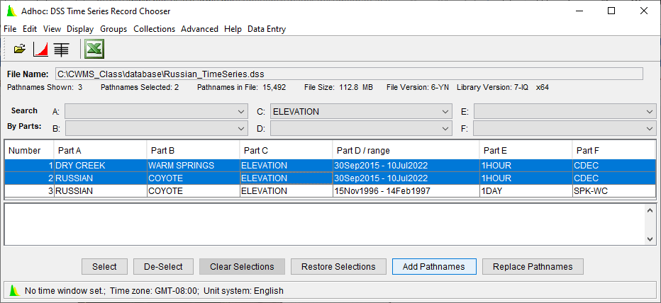 Adhoc DSS Time Series Record Chooser