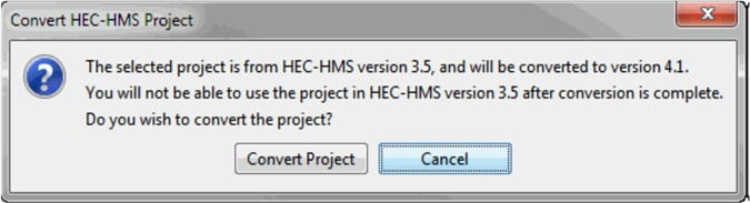 Figure 2 Convert HEC-HMS Project Dialog