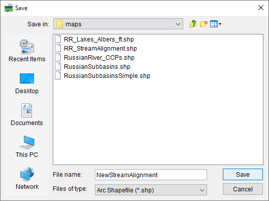 Figure 1 Browser for Exporting Stream Alignment 