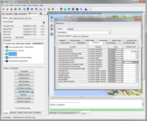 Figure 1 Example of Editing Model Data (HEC-ResSim Alternative Editor) Figure 1 Example of Editing Model Data (HEC-ResSim Alternative Editor)