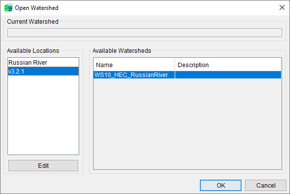 Figure 1 Open Watershed Dialog Figure 1 Open Watershed Dialog