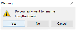 Figure 3 Rename Stream Confirmation Dialog