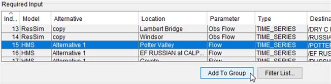 Figure 4 Adding Required Input to an Extract Group