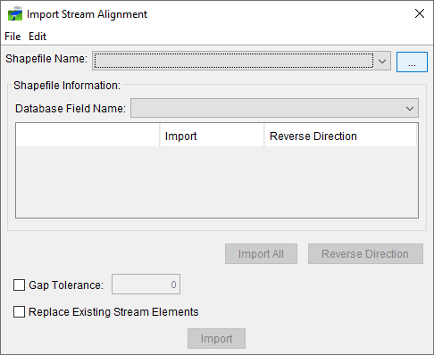 Figure 1 Import Stream Alignment Dialog 