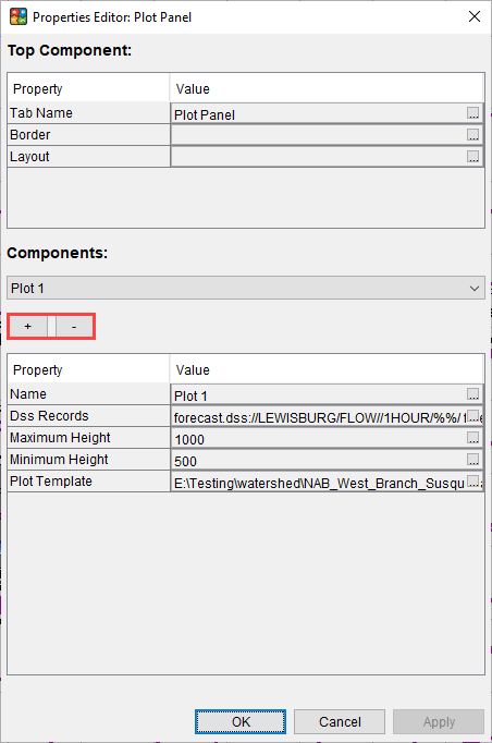 Figure 8: Adding/Removing Plots in the Plot Panel