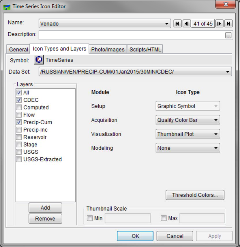 Figure 4 Time Series Icon Editor - Icon Types and Layers