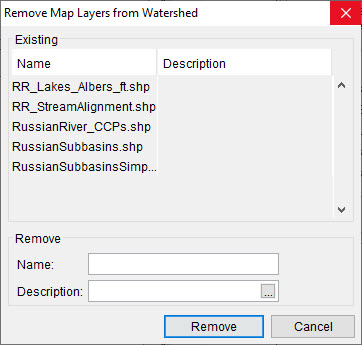 Remove Map Layers from Watershed Dialog