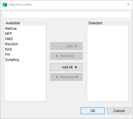 Selection Editor Dialog