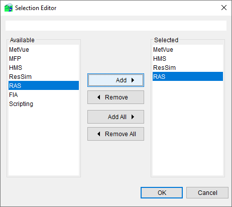 Adding Programs using the Selection Editor